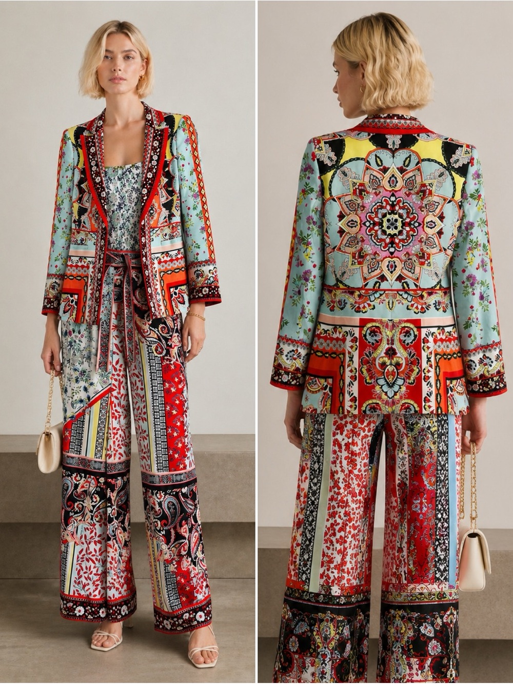 Alice + Olivia Nate Euphoria Floral Paisley Blazer XS Boho Luxe Jacket